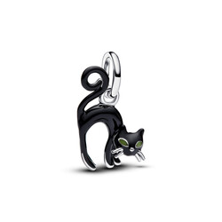 PANDORA 794769C01 Black cat sterling silver dangle