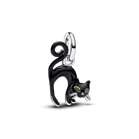 Pandora PANDORA 794769C01 Black cat sterling silver dangle with black and glow in the dark enamel