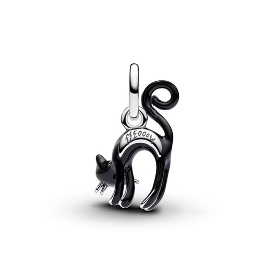 Pandora PANDORA 794769C01 Black cat sterling silver dangle with black and glow in the dark enamel