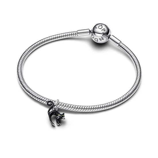 Pandora PANDORA 794769C01 Black cat sterling silver dangle with black and glow in the dark enamel