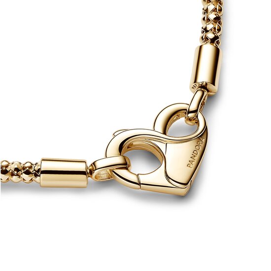 Pandora PANDORA SHINE 562731C00 Studded chain 14k gold-plated bracelet with heart clasp