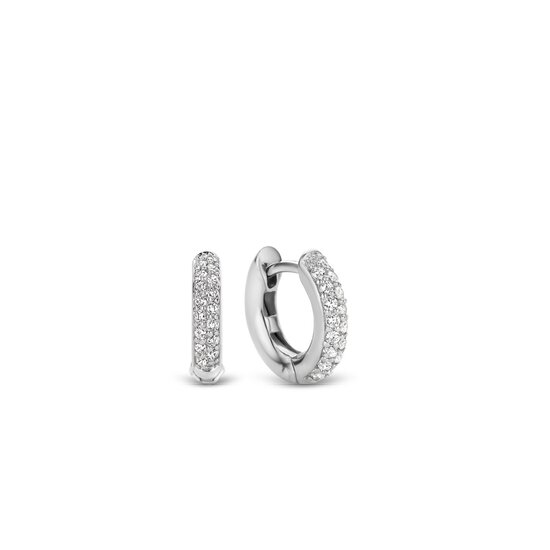 Ti Sento Milano TI SENTO MILANO 7210ZI Zilver gerhodineerde klapcreolen 14 mm met pavé zirconia's gezet