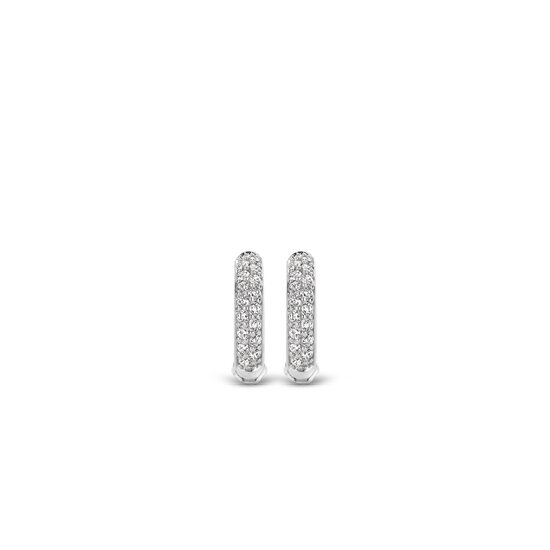 Ti Sento Milano TI SENTO MILANO 7210ZI Zilver gerhodineerde klapcreolen 14 mm met pavé zirconia's gezet