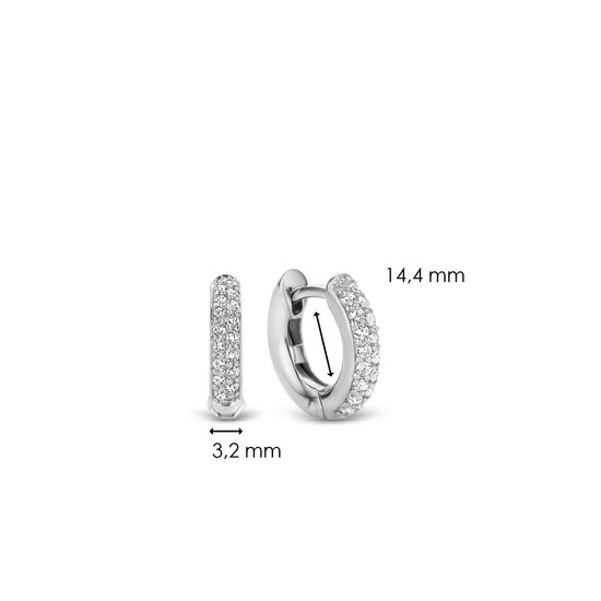 Ti Sento Milano TI SENTO MILANO 7210ZI Zilver gerhodineerde klapcreolen 14 mm met pavé zirconia's gezet