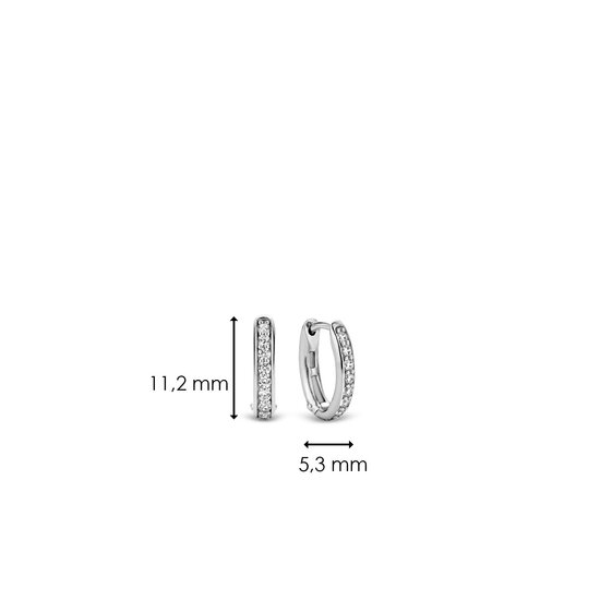 Ti Sento Milano TI SENTO MILANO 7759ZI Zilver gerhodineerde ovale creolen met pavé zirconia's, 15 mm
