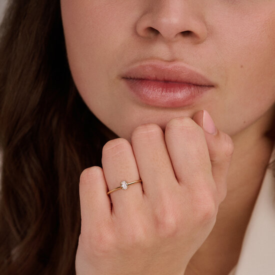 Blush BLUSH LG1078Y 14krt geelgouden LAB grown diamantring, ovale diamant 0.20ct TW/VSI (3.2x4.5 mm)