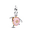 Pandora PANDORA 764432C01 Moveable turtle sterling silver and 14k gold-plated dangle with 0.007ct TW G-I VS+ round brilliant very good cut lab-grown diamant and pink man-made opal