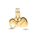 Pandora PANDORA SHINE 769187C01 Mother and daughter hearts 14k gold-plated split dangle with shimmering white enamel