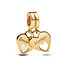 Pandora PANDORA SHINE 769187C01 Mother and daughter hearts 14k gold-plated split dangle with shimmering white enamel