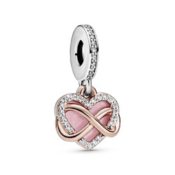 PANDORA 788878C01 Infinity heart 14k rose gold-plated and sterling silver dangle