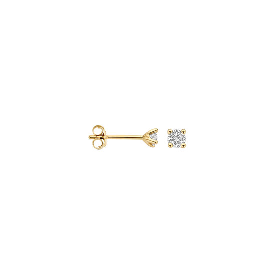 Blush BLUSH LG7036Y 14krt geelgouden LAB grown solitair oorknoppen, LAB diamant 2x 0.10ct TW/VSI in 4-pootszetting