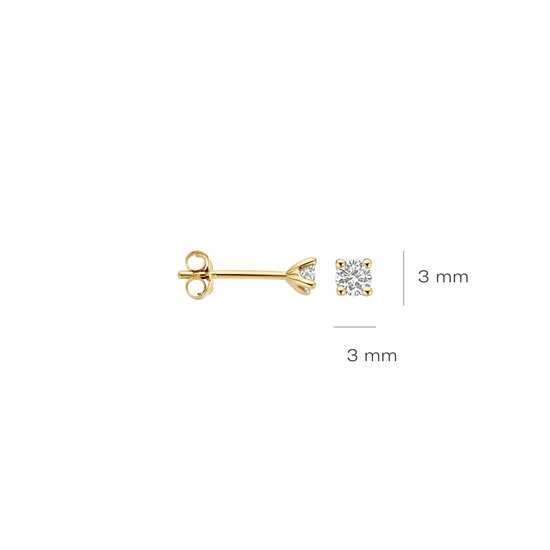 Blush BLUSH LG7036Y 14krt geelgouden LAB grown solitair oorknoppen, LAB diamant 2x 0.10ct TW/VSI in 4-pootszetting