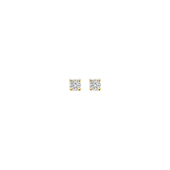 Blush BLUSH LG7036Y 14krt geelgouden LAB grown solitair oorknoppen, LAB diamant 2x 0.10ct TW/VSI in 4-pootszetting