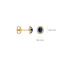 Blush BLUSH LG7038Y 14krt geelgouden LAB grown oorknoppen, Saffier LAB ovaal 2x 0.06ct + rondom LAB diamant 2x 0.10ct TW/VSI