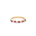 by R&C R&C Romance The One 18krt geelgouden ring Pasha, alliance model 4016-9 steens met 5x saffier hot pink en 4x diamant tot. 0.08crt TW/SI
