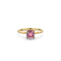 R&C Romance 18krt geelgouden ring Embrace, model 2032-RT, gezet met 1x roze tourmalijn en 4x diamantje