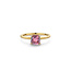 by R&C R&C Romance 18krt geelgouden ring Embrace, model 2032-RT, gezet met 1x roze tourmalijn cushion 6x6 mm en 4x diamantje tot. 0.03 TW/SI