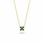 by R&C R&C Romance 18krt geelgouden collier Cross, model 1244-KL gezet met 5x groene saffier rond 3.4 mm , 41-45 cm