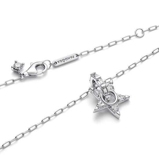 Pandora PANDORA 395082C01-45 Star sterling silver pendant necklace with zirconia, 45 cm