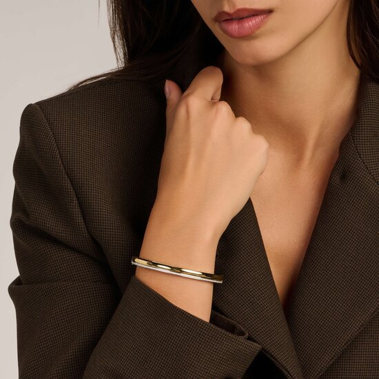 Ti Sento Milano TI SENTO MILANO 23106ZY Zilver gerhodineerde bangle, met verguld, 1 baan verguld,1 baan met zirkonia's