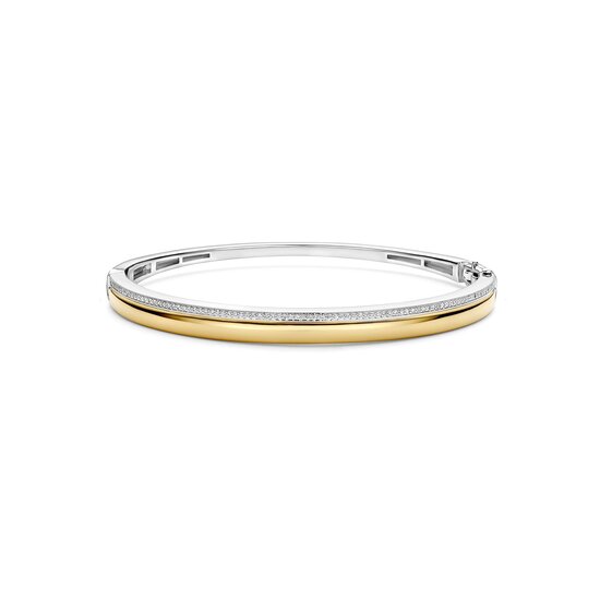 Ti Sento Milano TI SENTO MILANO 23106ZY Zilver gerhodineerde bangle, met verguld, 1 baan verguld,1 baan met zirkonia's