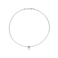 Ti Sento Milano TI SENTO MILANO 34137YP/46 Zilver gerhodineerde Collier, met verguld, parel, 2 zirkonia ringetjes, lengte 46