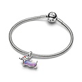Pandora PANDORA 734970C01 Christmas dachshund platinum-plated dangle with purple lab-created opal, red and black enamel
