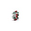 Pandora PANDORA 734974C01 Christmas holly platinum-plated charm with red and green enamel