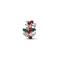 Pandora PANDORA 734974C01 Christmas holly platinum-plated charm with red and green enamel