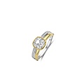 Ti Sento Milano TI SENTO MILANO  12451ZY Zilver gerhodineerde ring, met verguld, 1 baan verguld,1 baan zirkonia, midden steen randje verguld