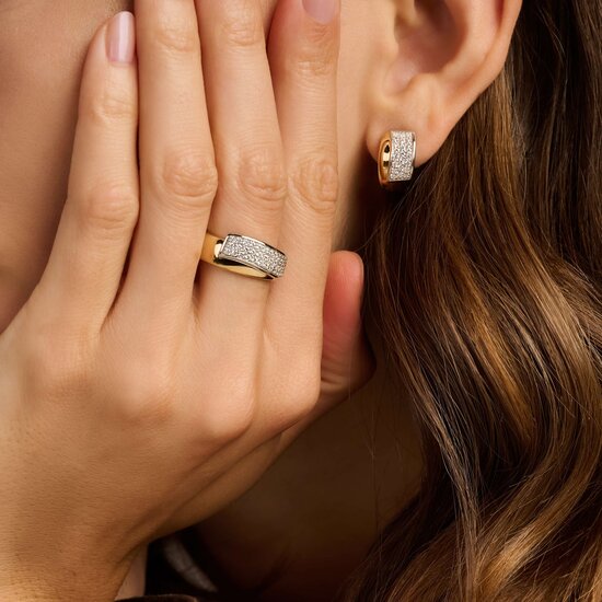 Ti Sento Milano TI SENTO MILANO 12454ZY Zilver gerhodineerde ring, met verguld, 1 brede baan verguld, 1 brede baan zirkonia