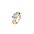 Ti Sento Milano TI SENTO MILANO 12454ZY Zilver gerhodineerde ring, met verguld, 1 brede baan verguld, 1 brede baan zirkonia