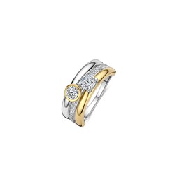 TI SENTO MILANO 12459ZY Zilver gerhodineerde ring, met verguld