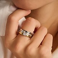 Ti Sento Milano TI SENTO MILANO 12459ZY Zilver gerhodineerde ring, met verguld, 1 baan verguld, 1 baan zirkonia, 1 baan zilver, 2 stenen