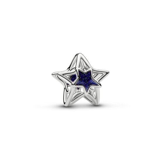Pandora PANDORA 735034C01 Openwork star platinum-plated charm with blue enamel