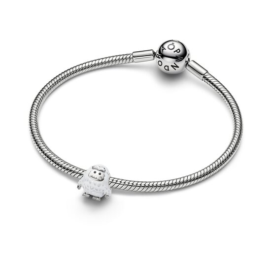 Pandora PANDORA 735058C01 Yeti platinum-plated charm with zirconia and black and white enamel