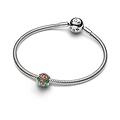 Pandora PANDORA 735064C01 Openwork holiday platinum-plated charm with brown, red and green enamel