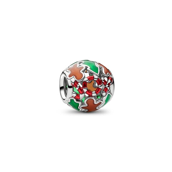 Pandora PANDORA 735064C01 Openwork holiday platinum-plated charm with brown, red and green enamel