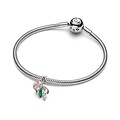 Pandora PANDORA 735066C01 Mistletoe platinum-plated double dangle with lacquered artificial pearls, red and green enamel