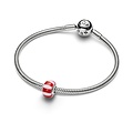 Pandora PANDORA 735071C01 Platinum-plated charm with red and white Murano glass