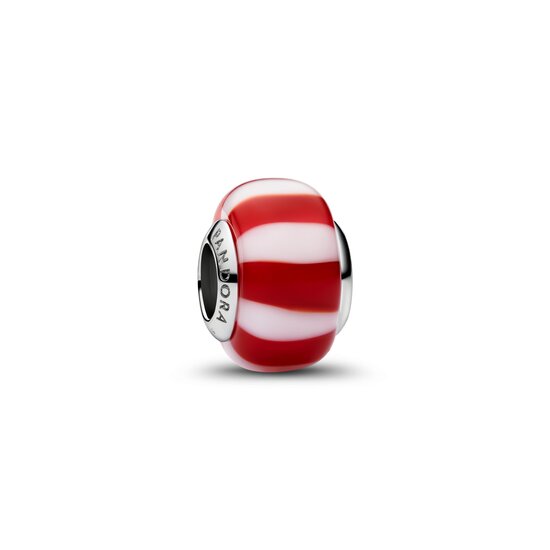 Pandora PANDORA 735071C01 Platinum-plated charm with red and white Murano glass