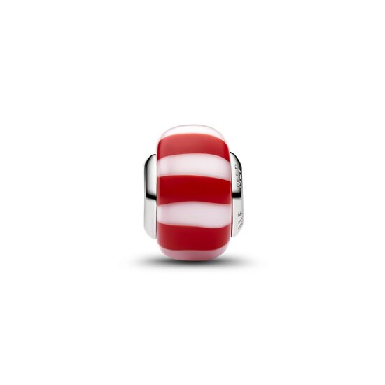 Pandora PANDORA 735071C01 Platinum-plated charm with red and white Murano glass
