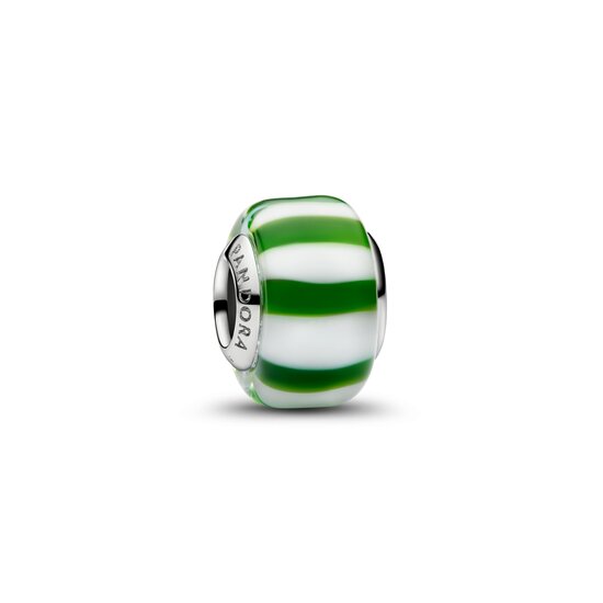 Pandora PANDORA 735071C02 Platinum-plated charm with green and white Murano glass