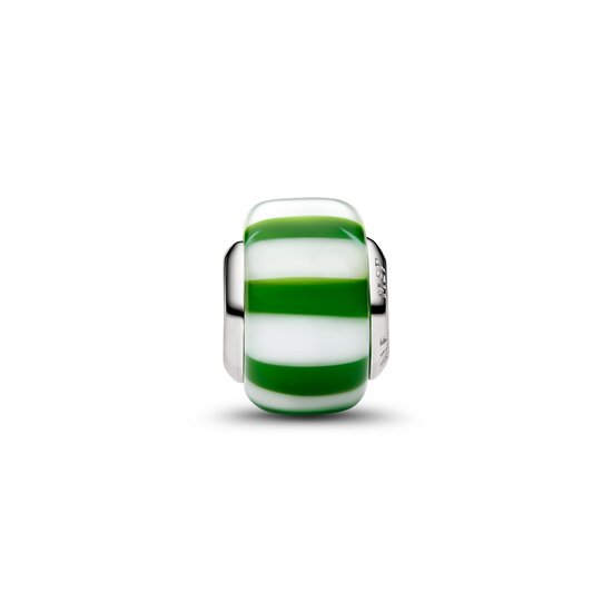 Pandora PANDORA 735071C02 Platinum-plated charm with green and white Murano glass