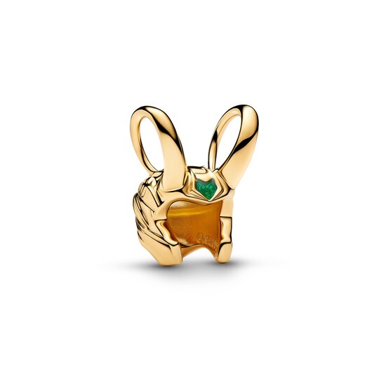 Pandora PANDORA MARVEL 765021C01 Loki helmet 14k gold-plated charm with green enamel