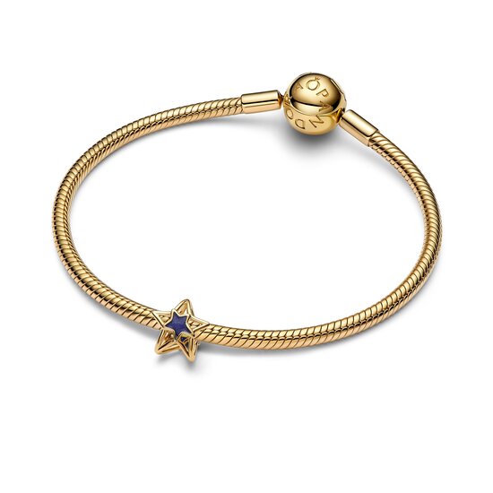 Pandora PANDORA SHINE 765034C01 Openwork star 14k gold-plated charm with blue enamel