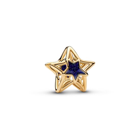 Pandora PANDORA SHINE 765034C01 Openwork star 14k gold-plated charm with blue enamel