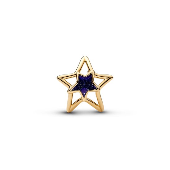 Pandora PANDORA SHINE 765034C01 Openwork star 14k gold-plated charm with blue enamel