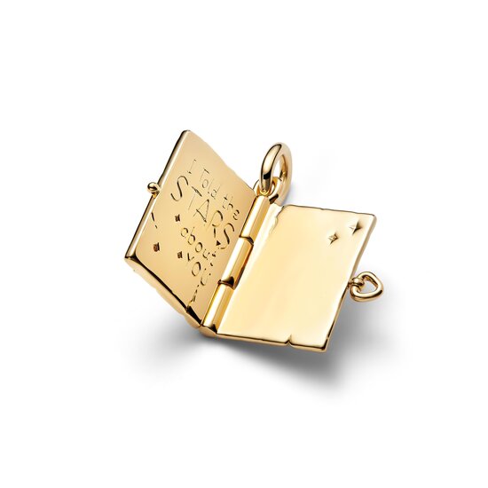 Pandora PANDORA SHINE 765049C01 Engravable book 14k gold-plated dangle with zirconia, glass and blue enamel