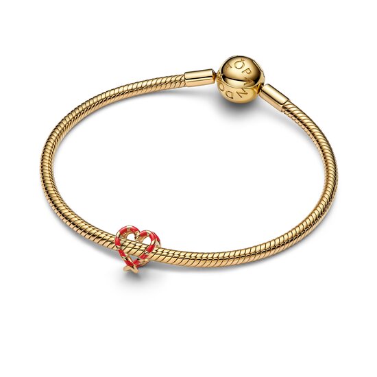 Pandora PANDORA SHINE 765063C01 Candy cane heart 14k gold-plated charm with red enamel